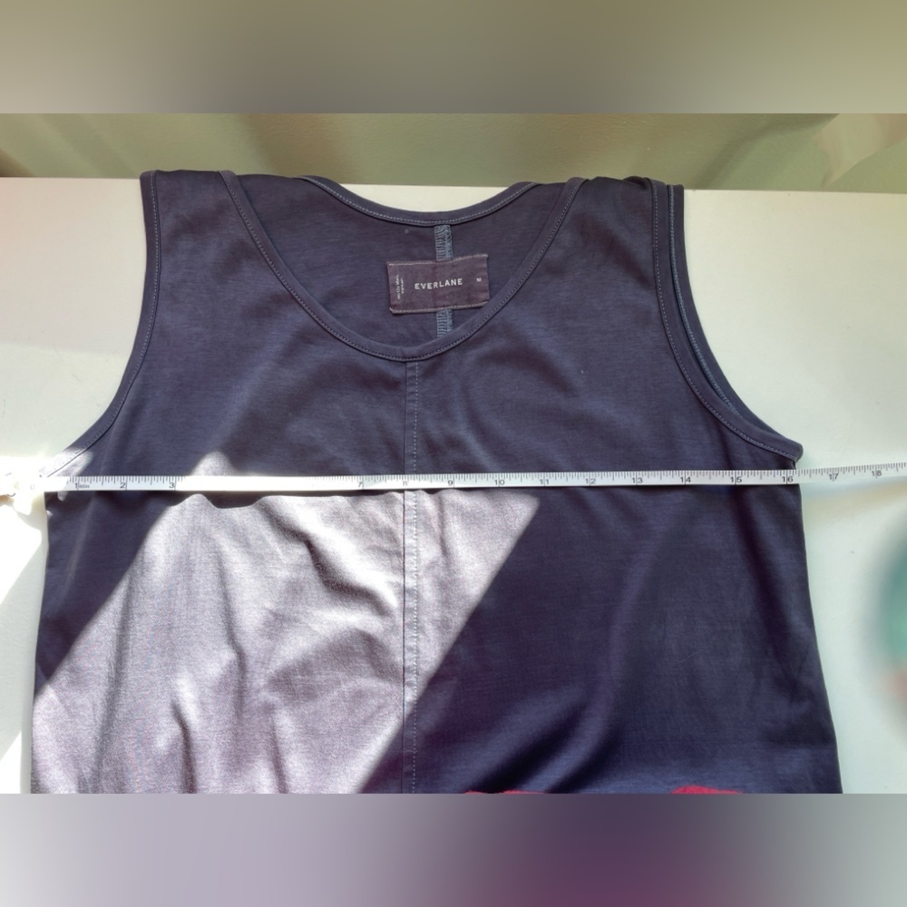 Everlane Luxe Cotton Tank Jumpsuit Blue Dyed Cropped Wide Leg Medium - Picture 5 of 5